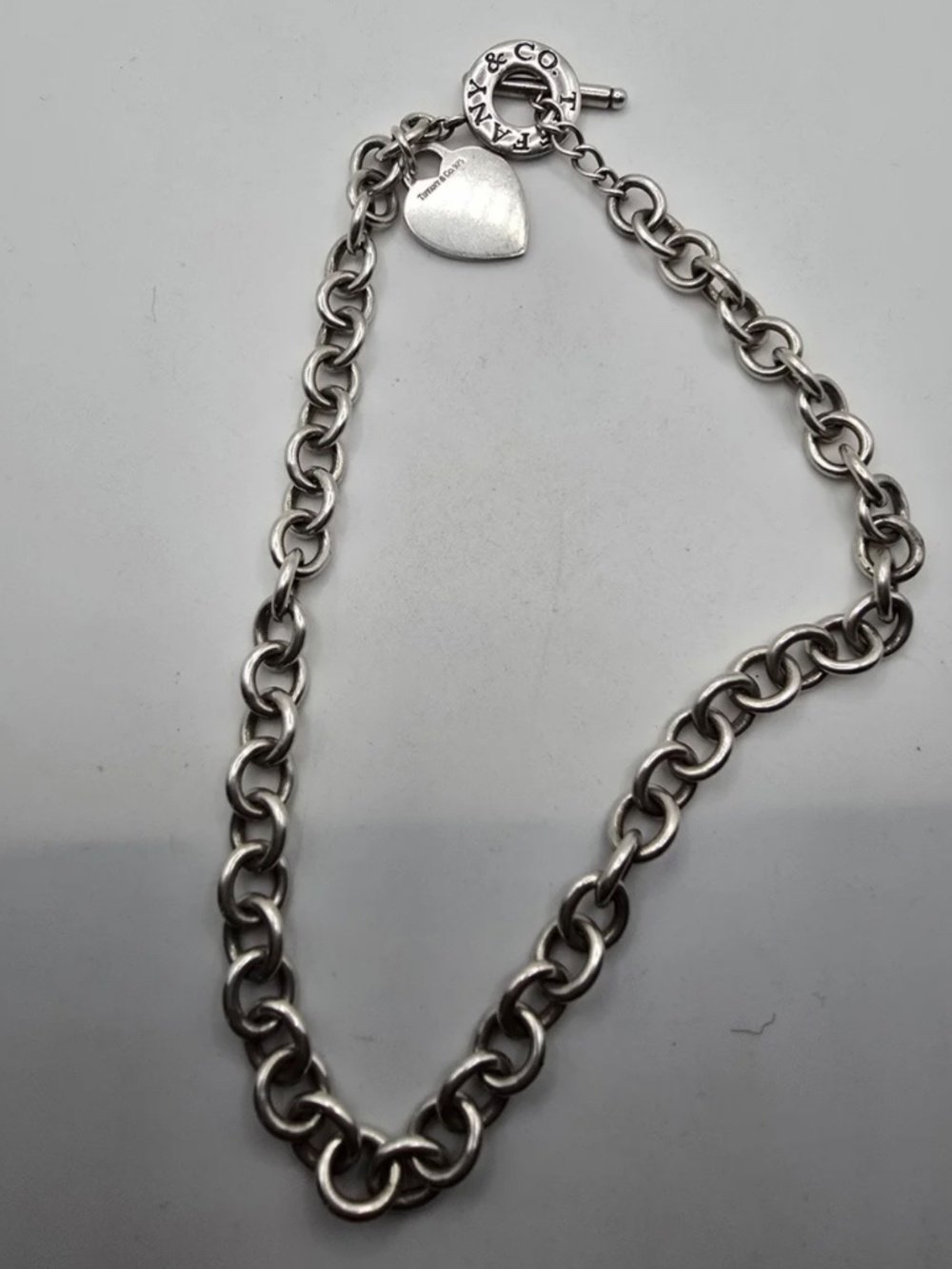 Authentic Tiffany & Co. Sterling Silver Heart Tag Toggle Necklace - Picture 4 of 4